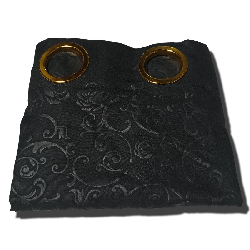 Gorden Polos Embos murah smokring 12 lubang Pintu Jendela Gorden Coklat polos Gordyn Hordeng Tirai-HITAM T220X135