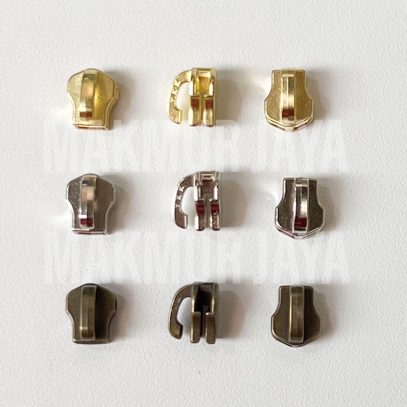 Kepala Resleting YKK Buntung Botak Gundul Besi Nomor 3 No 3 Emas Gold Bakar Per Biji