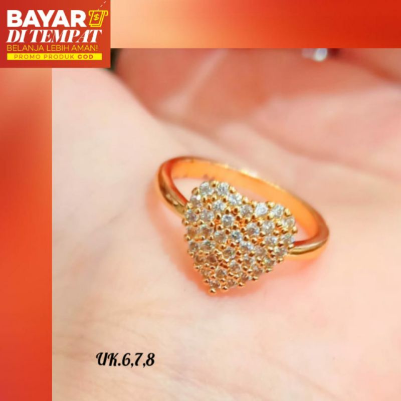 Set Gelang Love+Cincin  permata Full elegan emas korea *tidak karat* termurah