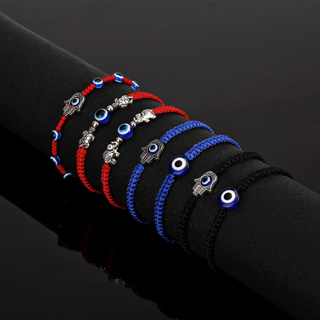 Butterfly Kitten Animal Blue Eyes Evil Eyes Red Black Cord Braided Adjustable Men's and Women's Bracelets Korean Fashion Jewelry Best Accessories for Boyfriend Gifts