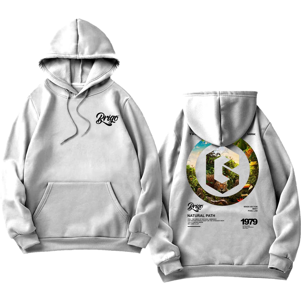 BRIGO Jumper Hoodie NATURAL PATH II Sweater Hoodie BRIGO NATURAL PATH  Sablon DTF Fleece Cotton II SIZE M-XXL (Pria &amp; Wanita) Free stiker&amp;Gantungan Kunci