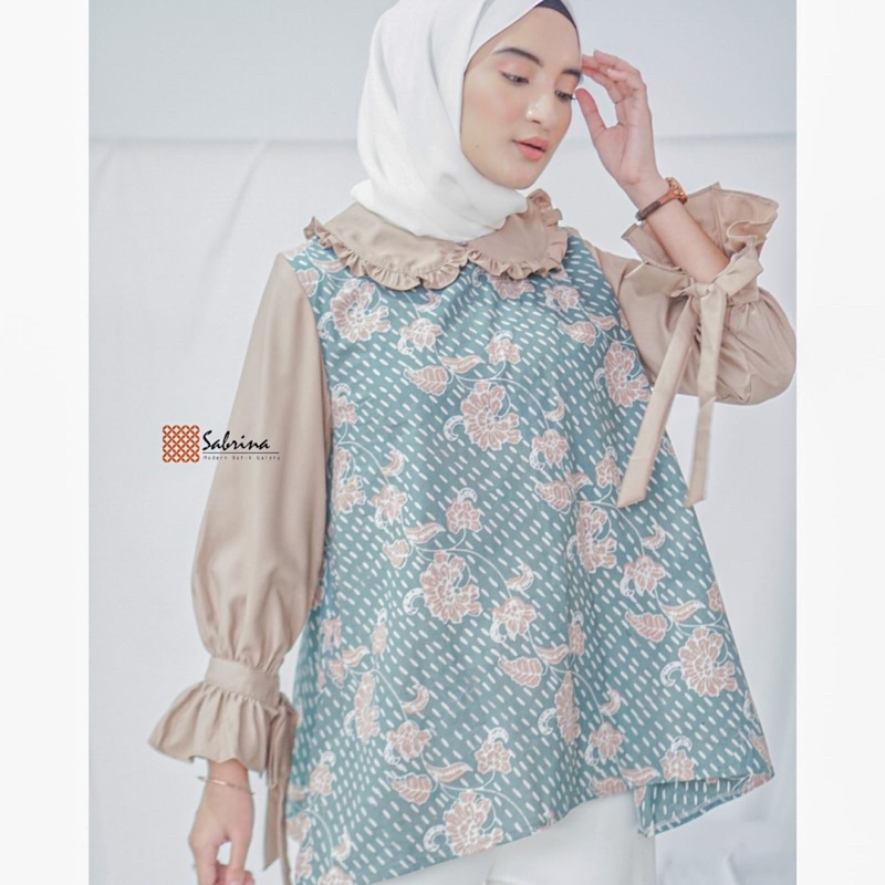 Hanna Rintik Series Blouse Atasan Batik Kantor Kerja Wanita Modern Kekinian Cap Katun