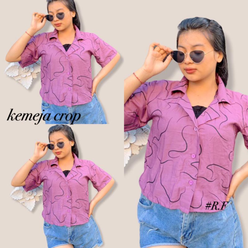 Kemeja garis / kemeja crop best seller