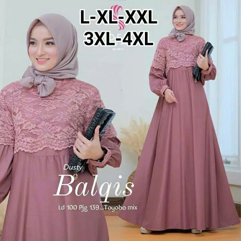 Gamis Syari Wanita Jumbo Big Size Brukat Elegan Pesta Size Komplit M L XL XXL XXXL 4XL 5XL-2