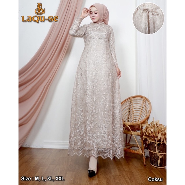 Gamis Gaun Dress Safira Untuk Pesta Kondangan Wisuda Wanita Remaja Bahan Tulle Import Berkualitas By Laquse_kebaya2