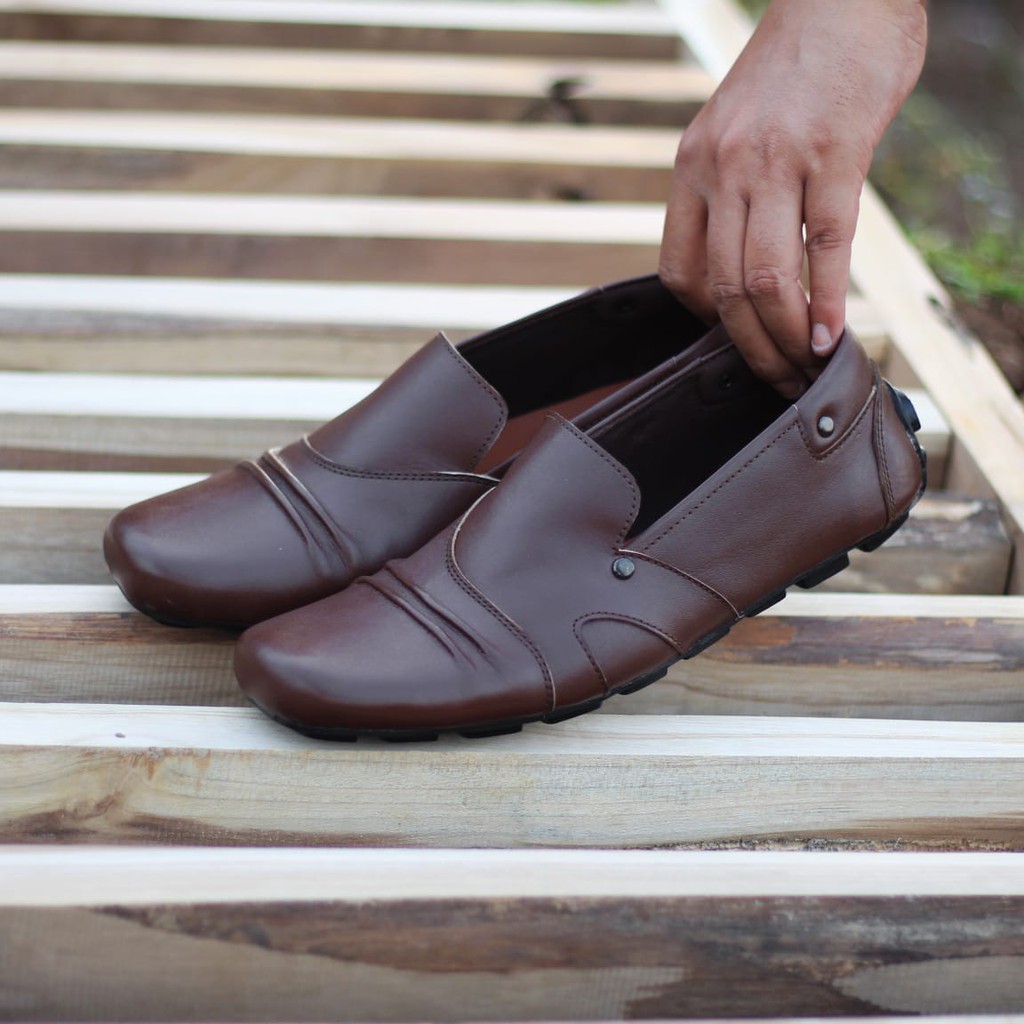 sepatu kulit pria slip on pansus crocodile 02 santai nyaman semi formal kerja - sepatu slop pria