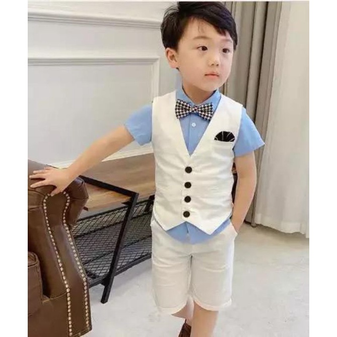 Setelan Baju Anak Laki-laki Usia 4 5 6 Tahun-Kemeja Anak Cowok Kekinian New Murah-Celana Anak Pria