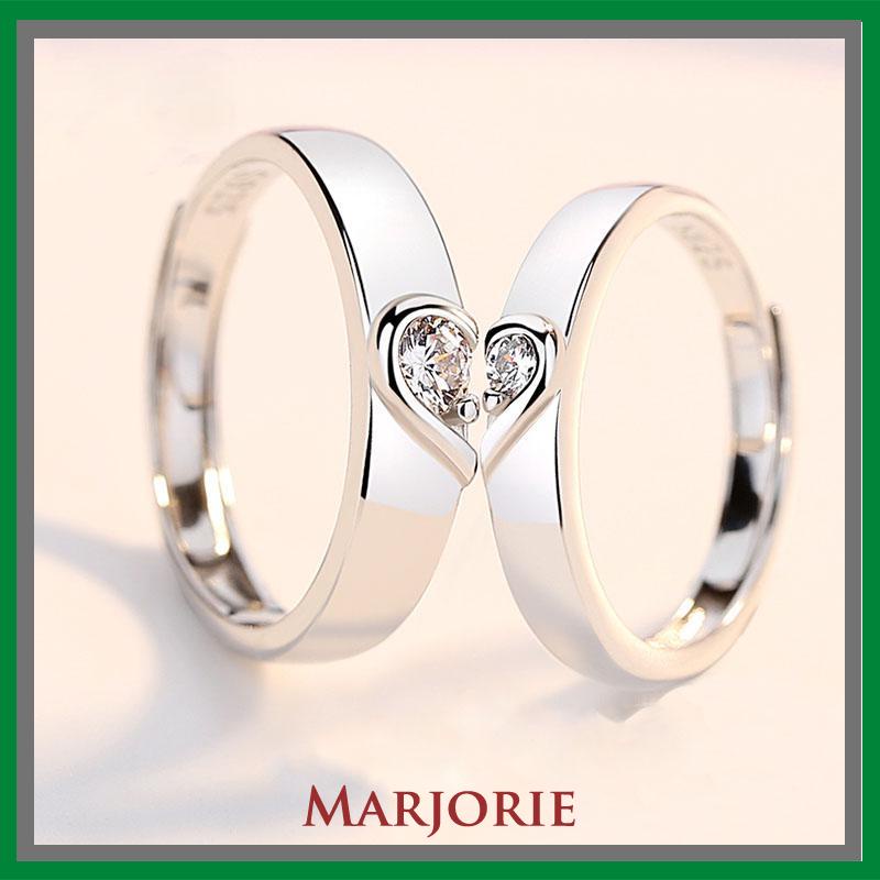 925 Silver Cincin Pasangan Berlian Mode Wanita Perhiasan Cincin Couple Rings-MJD