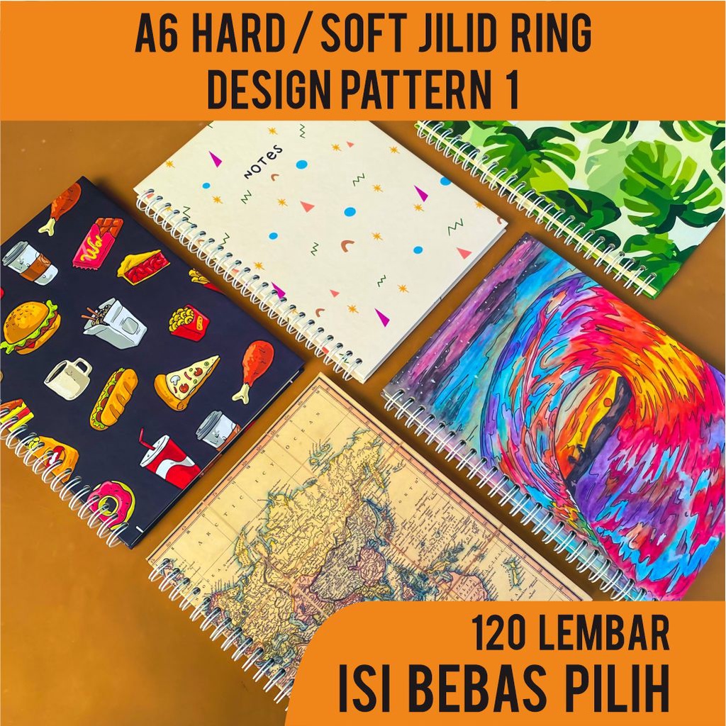 

Notes Jilid Ring Spiral Isi Bebas Pilih A6 120 Lembar Hardcover Softcover | Buku Jurnal Agenda Desain Pattern
