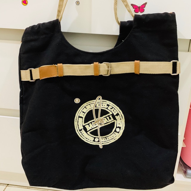Tas Joger Bali ORIGINAL/Tote bag Joger Bali bahan Canvas Hitam Preloved Like NEW