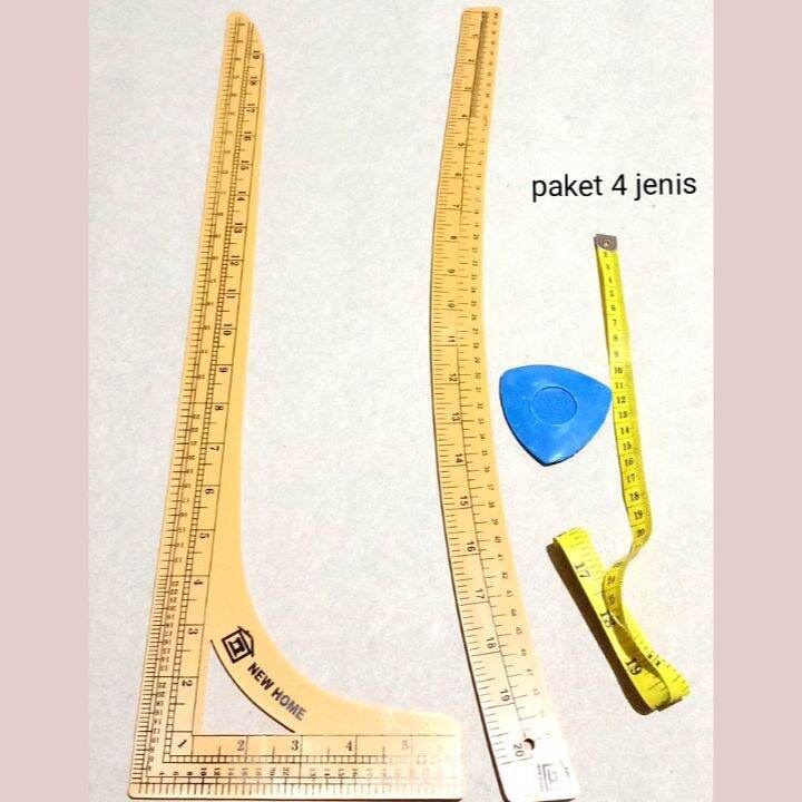 RK penggaris pola jahit 1 set / penggaris siku besar+penggaris lengkung besar+meteran ( warna