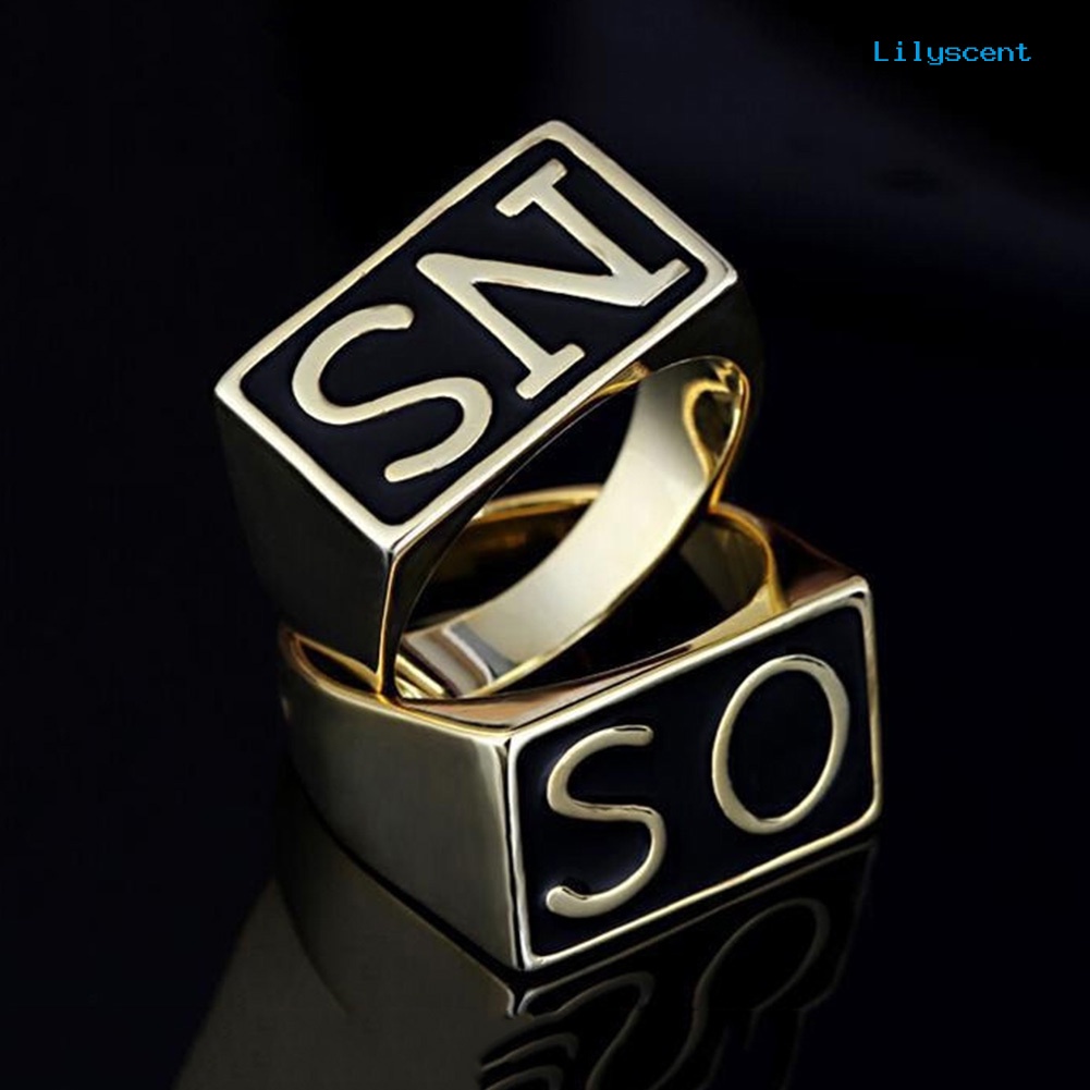 Ls 2Pcs / set Cincin Pasangan Bahan Stainless Steel Motif Sons of Anarchy Untuk Pria / Wanita