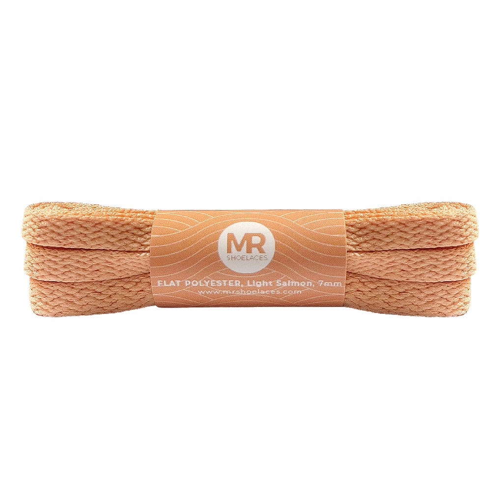 MR Shoelaces FP46 Light Salmon (Jingga Muda) Tali Sepatu Polyester Pipih Flat 7mm 80cm 90cm 100cm 120cm 130cm 150cm 180cm 200cm untuk Sneakers - Premium Shoelace