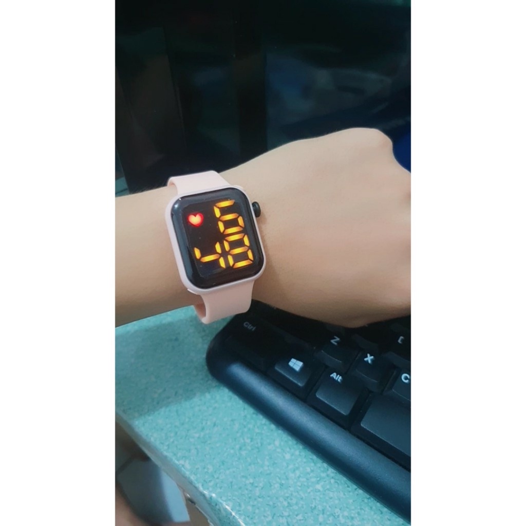 JAM TANGAN RUBBER DIGITAL SEGI HUSH PUPPIES GROSIR MURAH KARET SPORT LED PRIA WANITA COUPLE HP009