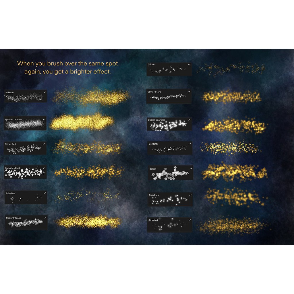 Procreate Brush - Pure Gold Procreate Brushset with Paper Textures &amp; Color Palette