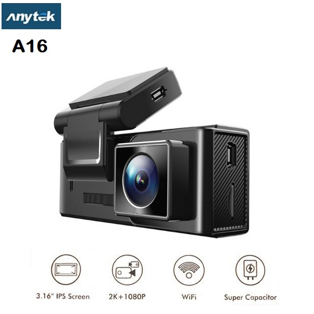 ANYTEK A16 - Car Dual Dash Cam HD 2K - IPS Display Screen 3.16 inch