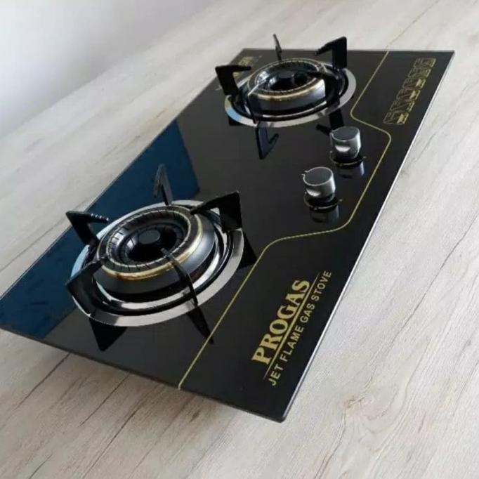 [ Progas ] Kompor Gas Kaca / Tanam Progas 2 Tungku - Full Burner