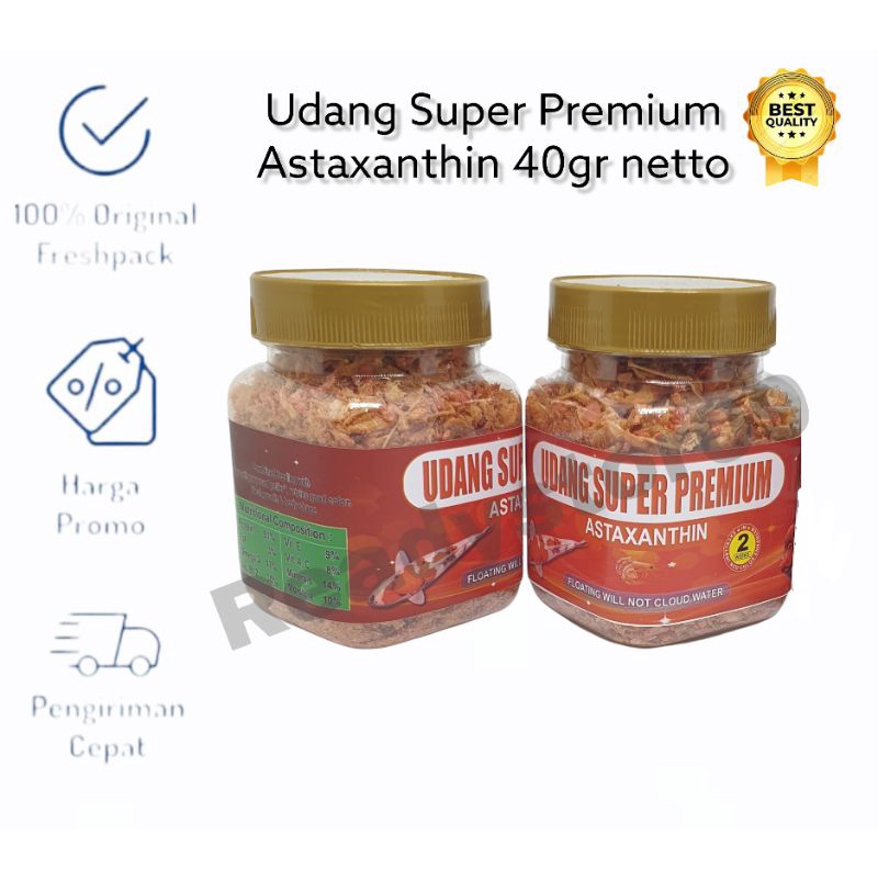 Udang kering super premium astaxanthin pakan ikan hias 40gr