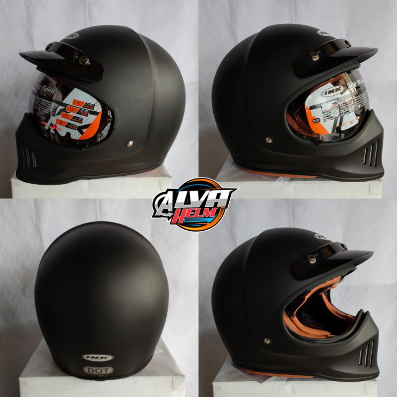 helm ink trooper hitam doff full face