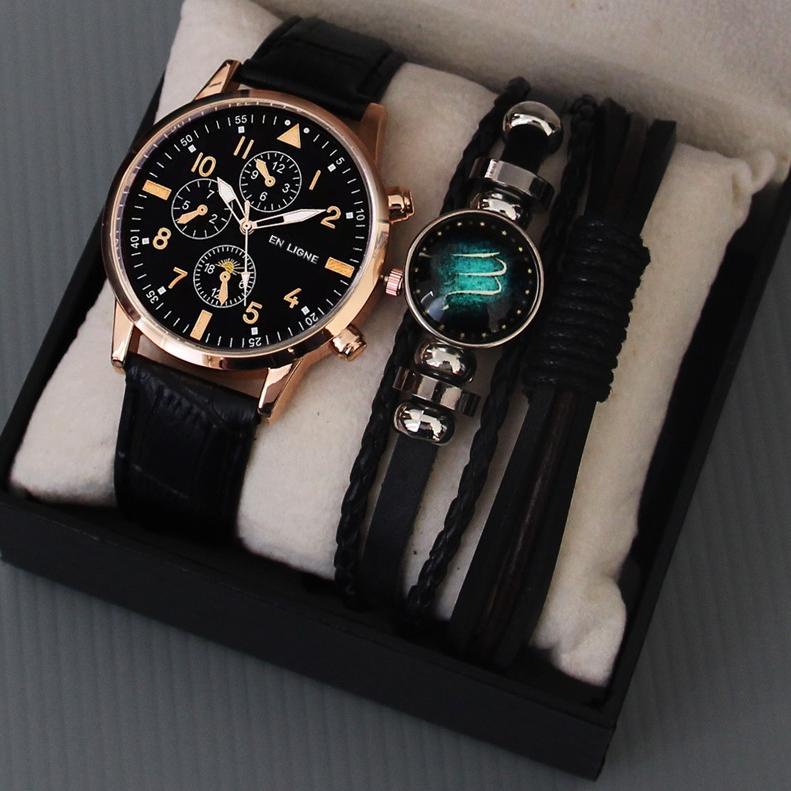 ➨6q Terbaru➨ Jam Tangan Pria Gelang Set Box ( FREE 1pcs Gelang random ) - Jam Tangan Pria GNV9007SIL