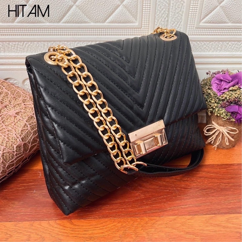 HEIKO - best seller tas wanita selempang shoulder bag import - FASHION HANSORA 3RUANG CEVRON