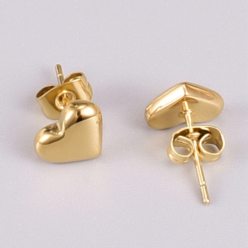 Anting Tusuk Bentuk Hati Bahan Tembaga Hypoallergenic Untuk Wanita