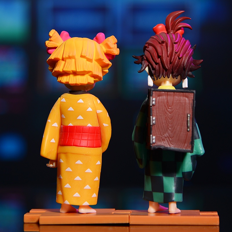 Mainan Action Figure Demon Slayer: Kimetsu no Yaiba Tanjiro Kamado Inosuke Agatsuma Zenitsu Ukuran 13cm