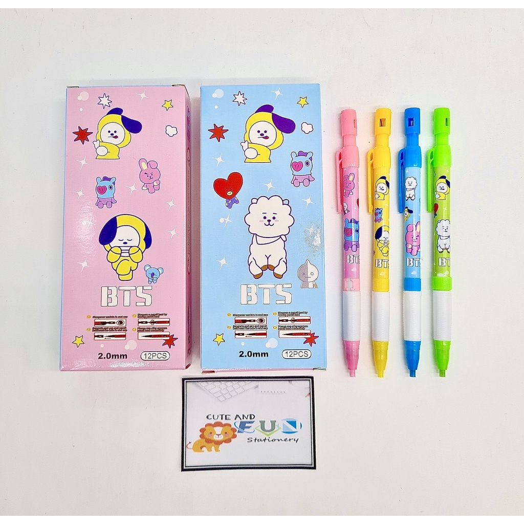 (12PCS) PENSIL MEKANIK 2.0 BT21 / BTS / PENSIL LUCU / PENSIL MURAH