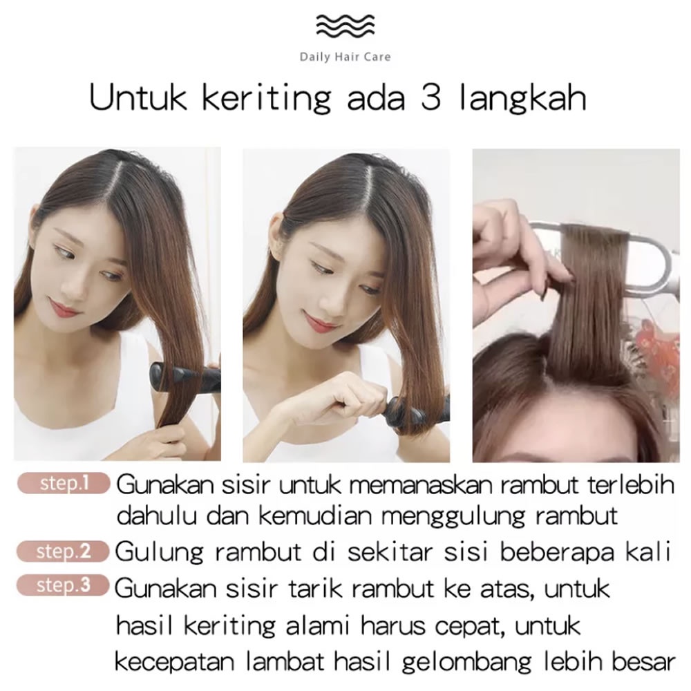 Sisir Catokan Pelurus Rambut Lurus dan Keriting 2in1 Catok Suhu Rambut Straightener Combs