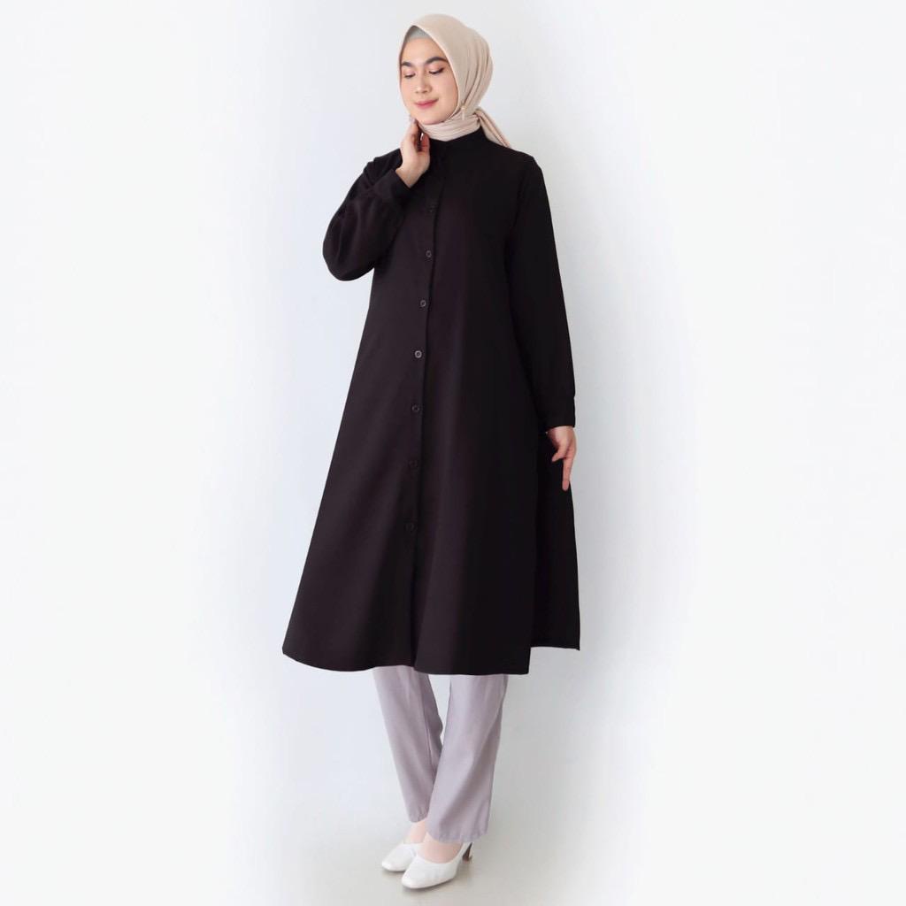 Tunik Cinkel/ LONG TUNIK JUMBO / atasan tunik / Long tunic / Long tunik polos / Long tunik putih / Long tunik busui /  atasan long tunik/ atasan tunik wanita/atasan tunik muslimah / tunik crinkle/ tunik crinkle full kancing