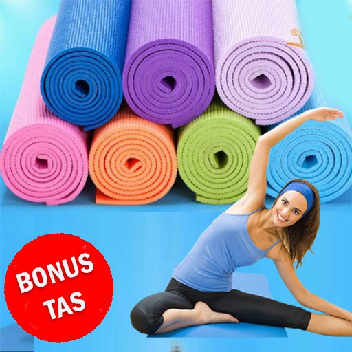 Barnik88 Matras Yoga Anti Slip Tebal Outdorr &amp; Indoor Alas Senam Free Tas Yoga mat Multifungsi