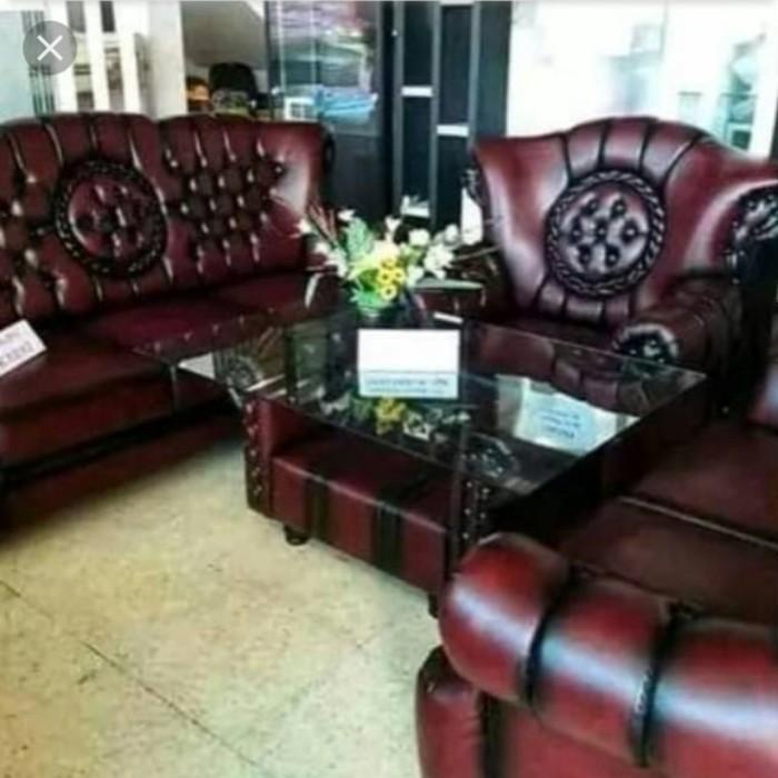 sofa wash jaguar matahari 321+meja+kaca maroon