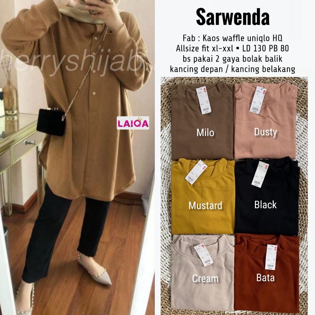 Sarwenda Blouse Atasan Wanita Jumbo Ld 120 130 Allsize Fit to XXL Kaos Waffle Uniqlo Santai Korean S