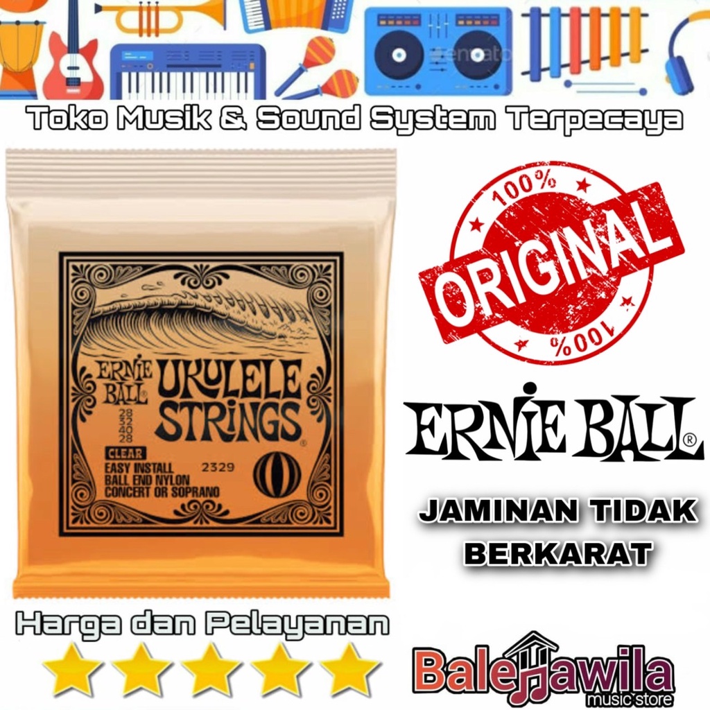 Ernieball 2326 Ernie Ball 2329 Concert / Soprano Nylon Ball End Ukulele String Black , Clear