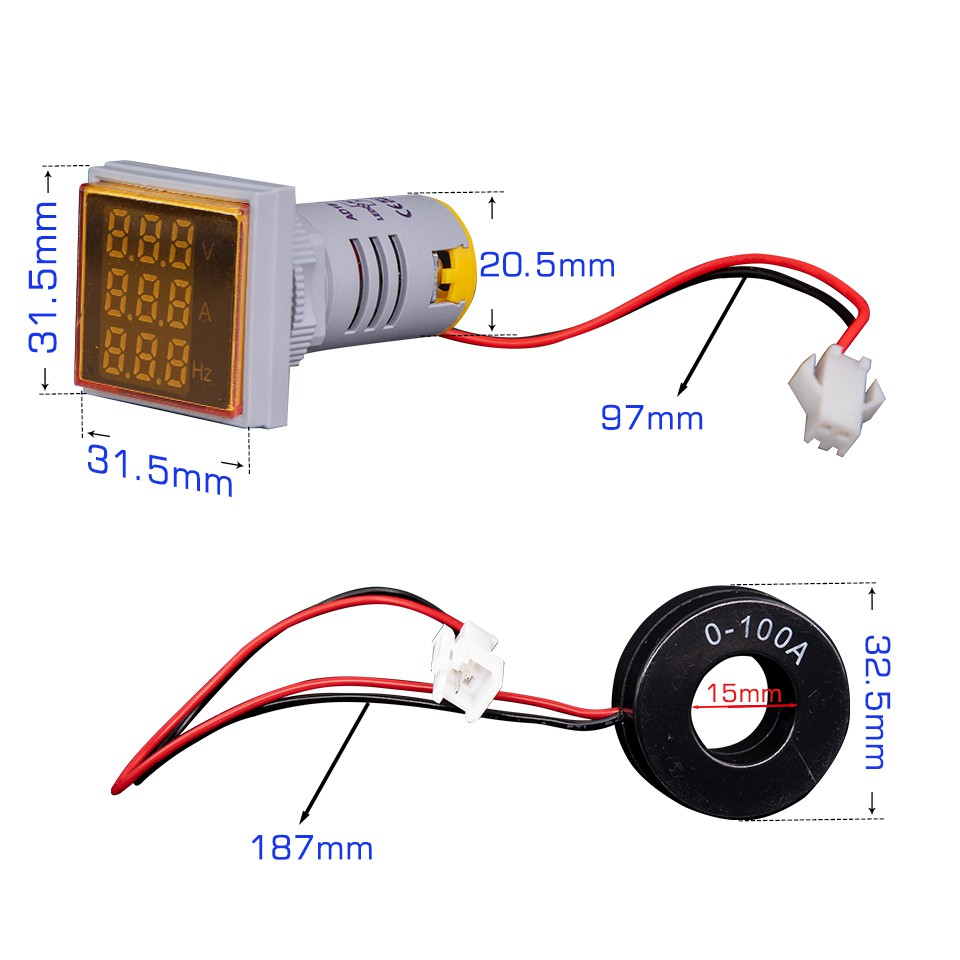 Voltmeter Current Frequency Indicator Tester Digital LED 50-380V 100A