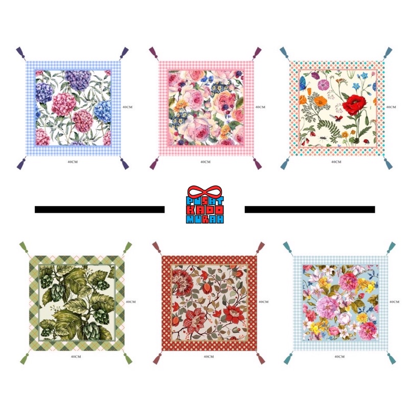 PLACEMAT Taplak Meja Kecil 40x40 cm Floral Bunga Summer Vintage - Pusat Kado Murah