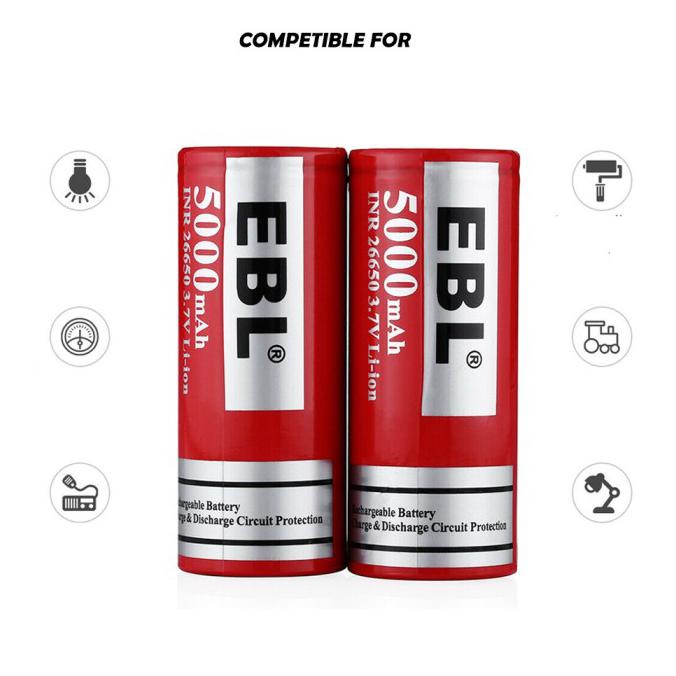 Ebl 5000Mah Battery 26650 Rechargeable Battery Baterai