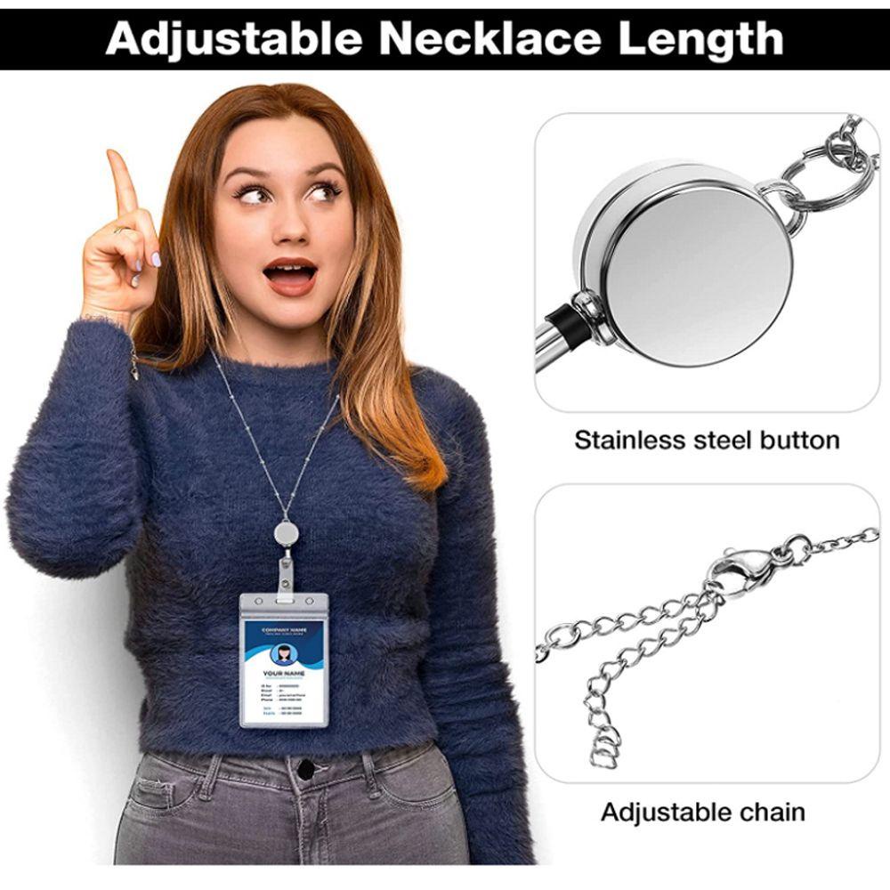 Rebuy Gantungan Kunci / Kartu Nama / Badge Retractable Bahan Stainless Steel Anti Air Untuk Kantor