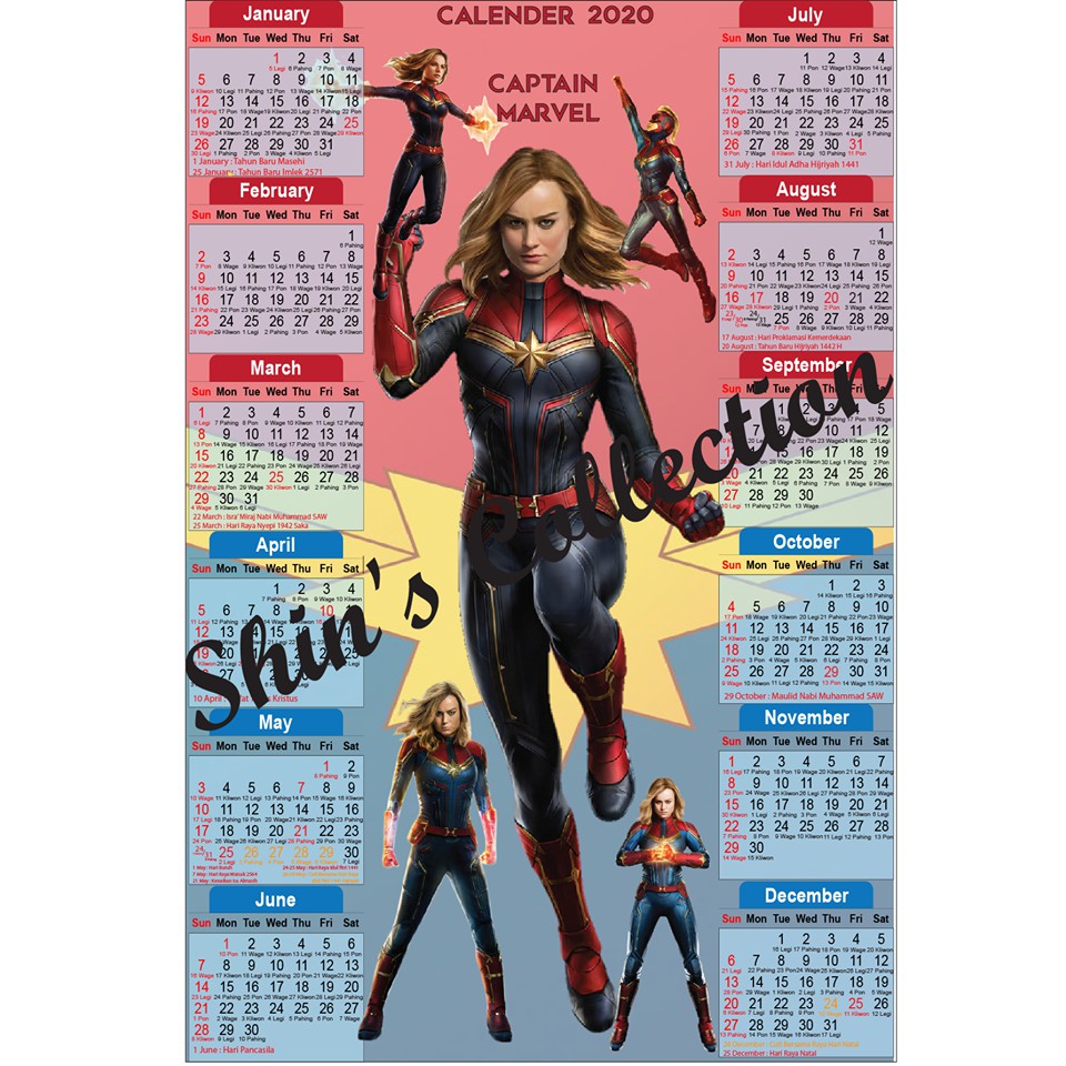 

Kalender Superhero Wanita Marvel Captain America, Black Widow