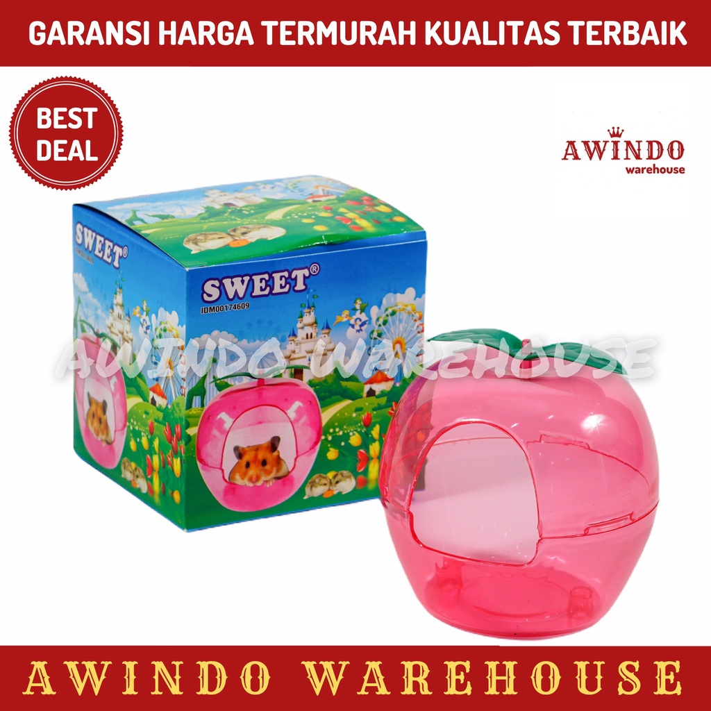 SWEET RUMAH APEL - Mainan Rumah Hamster Tempat Mandi Kandang Aksesoris Hamster