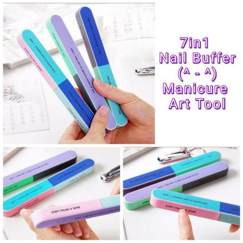 Manicure Tool Art Nail Buffer 7 Step Mempercantik Kuku