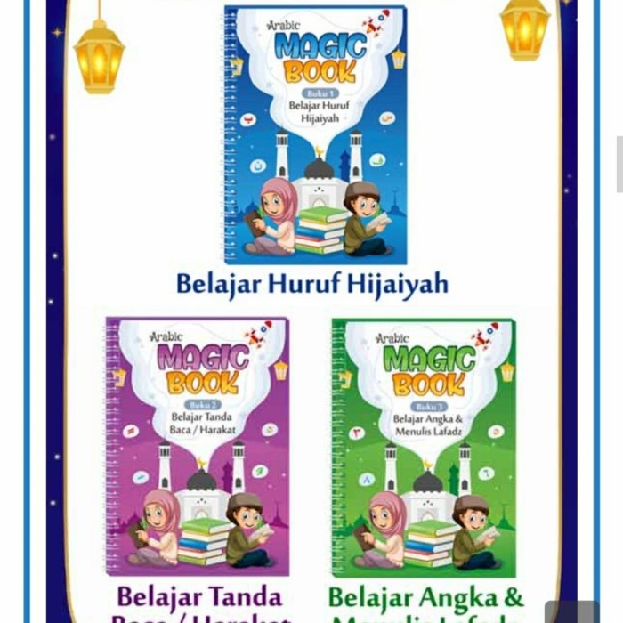 3pcs Buku Ajaib Belajar Menulis Huruf Angka HijaiyahArabic Magic Book