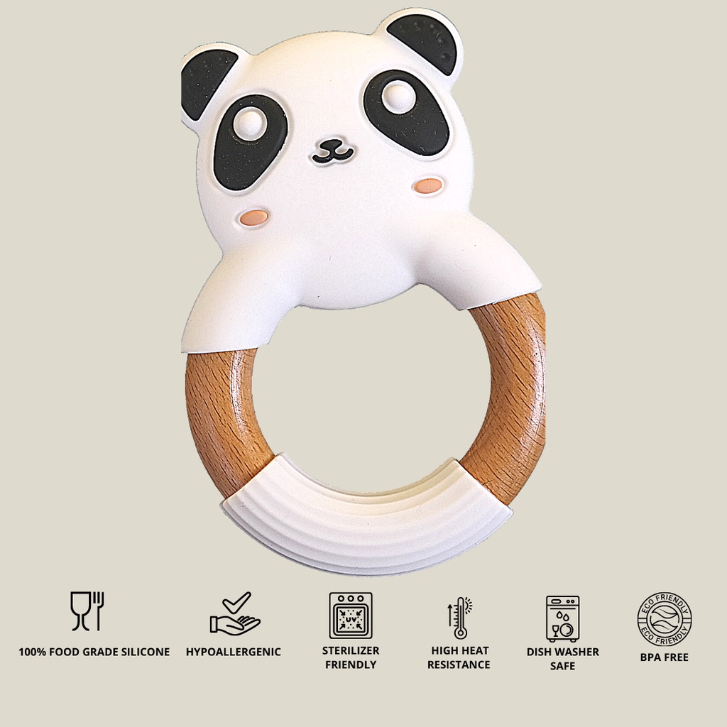 TEETHER GIGITAN BAYI PANDA WOODEN RING