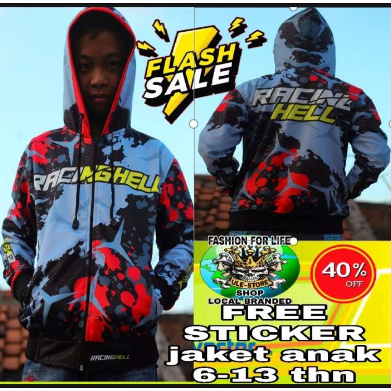 JEKET ANAK RACING HELL/JEKET MOTOR/JEKET BALAP/JEKET PRINTING TERBARU