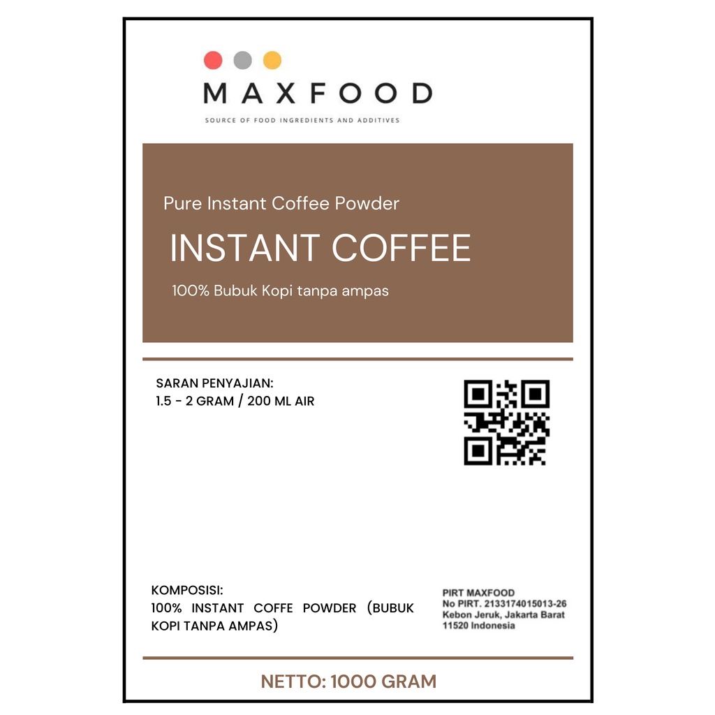 

MAXFOOD - Pure Instant Coffee / Bubuk Kopi Tanpa Ampas 1 Kg