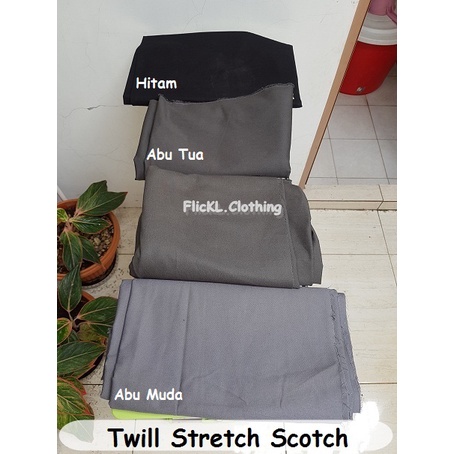 Bahan Kain Twill Scotch Stretch Celana Chino Melar Twill Stretch 20/10 Melar Twill Melar Bratatex