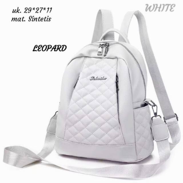 Fashion Tas Ransel 2Res Tengah Embos Jait Jait Le O Pard Free 2 Tali / Backpack Stylish Multifungsi