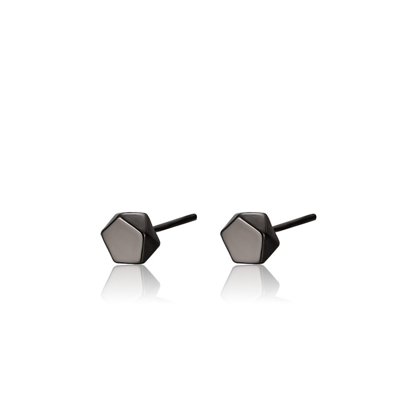 Magic789 Unisex s925 Silver Black Small Geometric Stud Earrings for Women Men