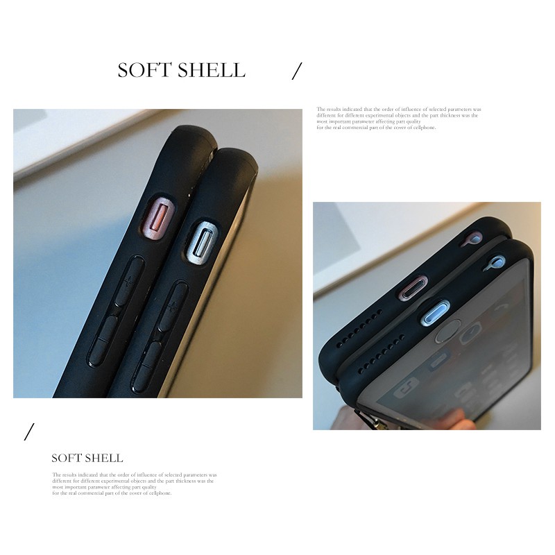 Casing Case TPU + Tempered Glass Motif Kucing + Hati untuk iPhone 6 / 7 / 8 / X / X