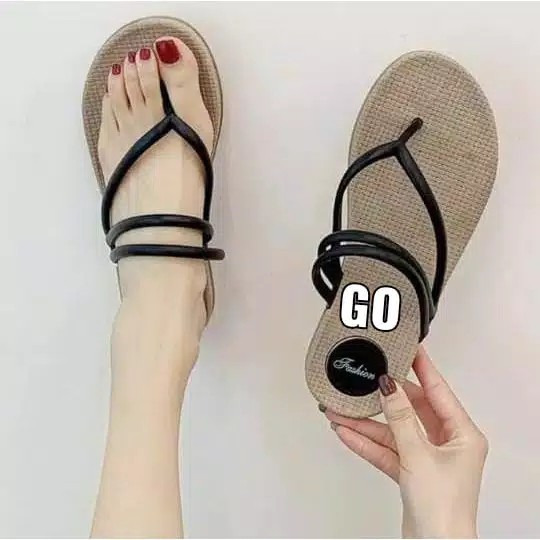 sogo Import JAPIT TALI Sepatu Sandal Wanita Teplek Flat Jelly Kekinian